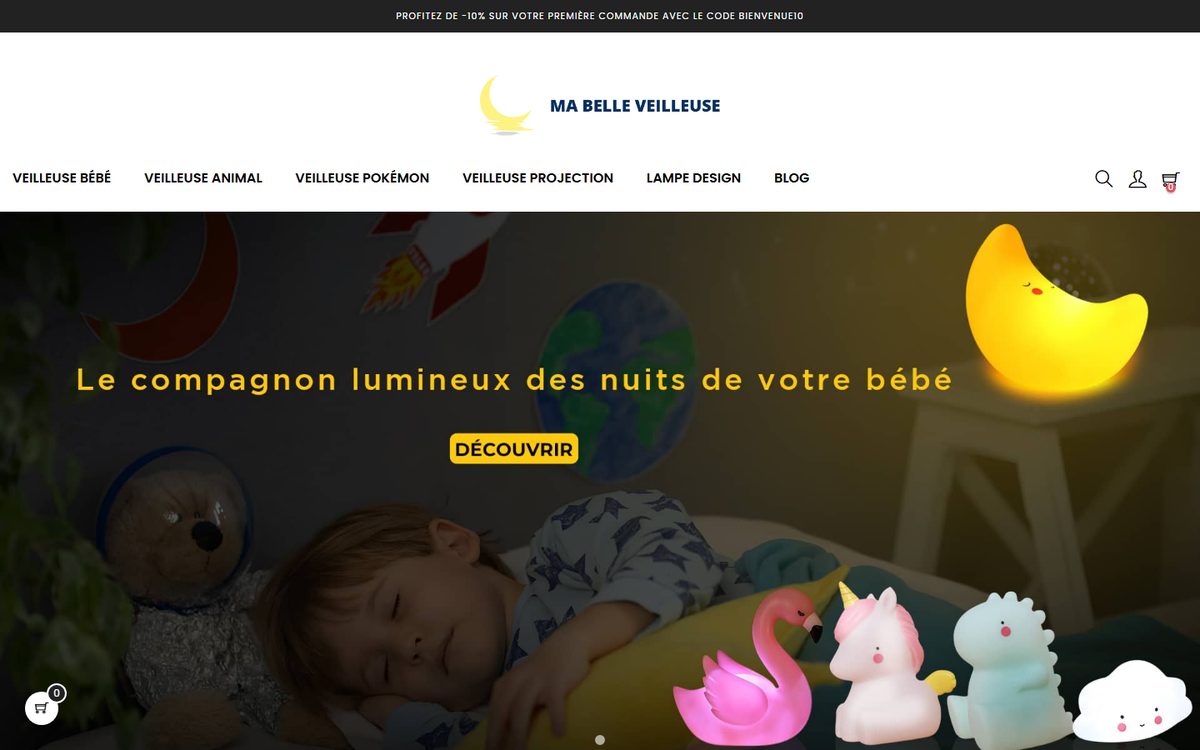 Page d’accueil de Ma Belle Veilleuse
