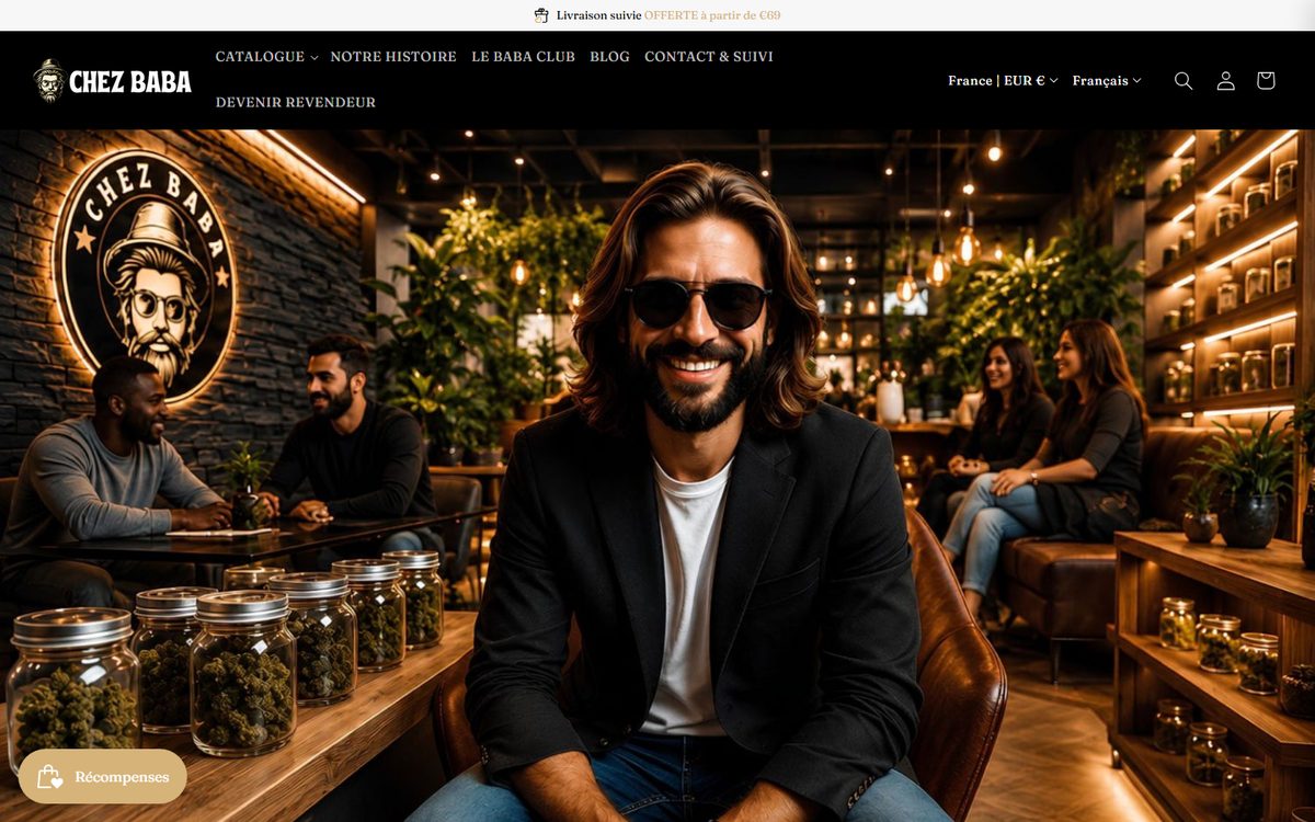 Page d’accueil de Chez Baba, sur WooCommerce