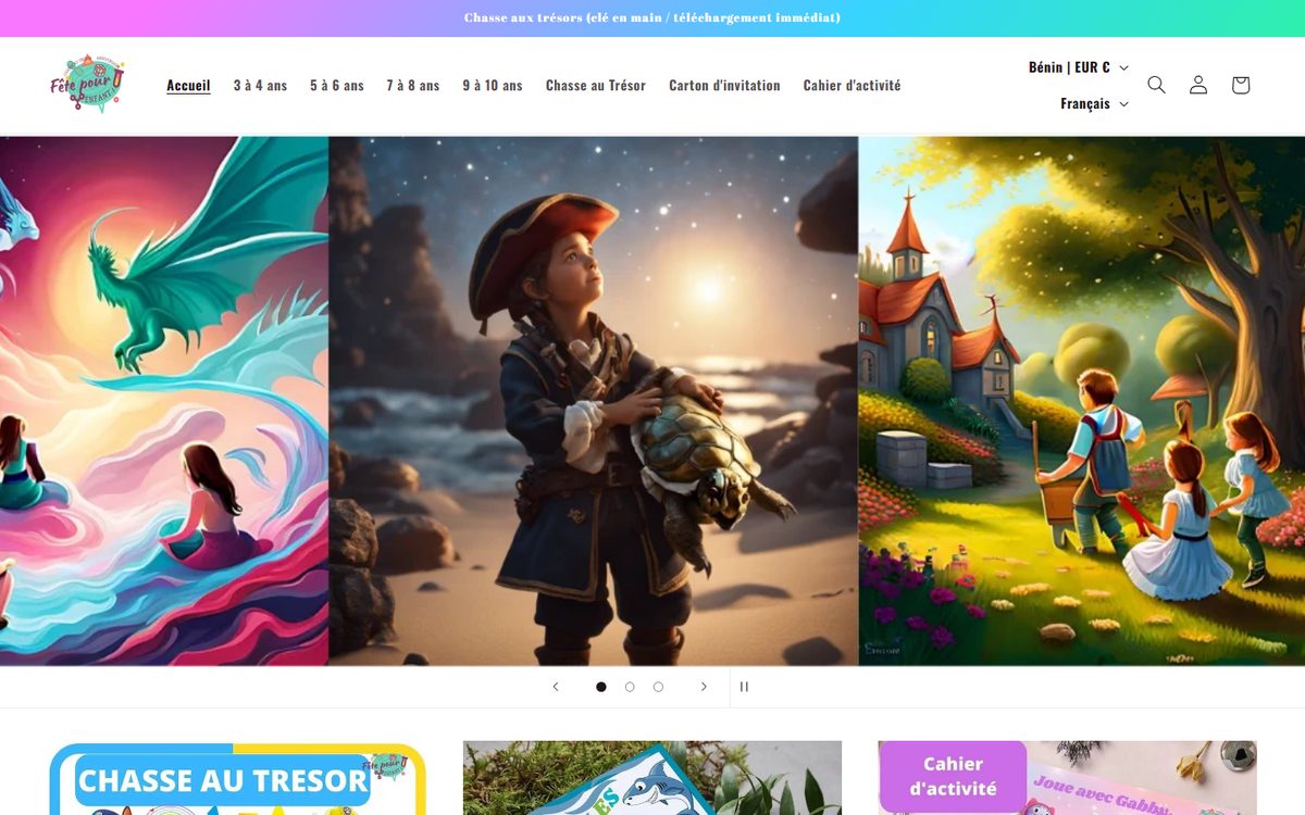 Page d’accueil de Fête pour enfant