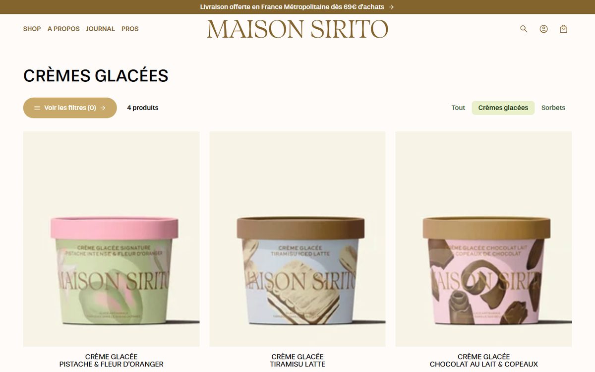 Collection Crèmes glacées de Maison Sirito