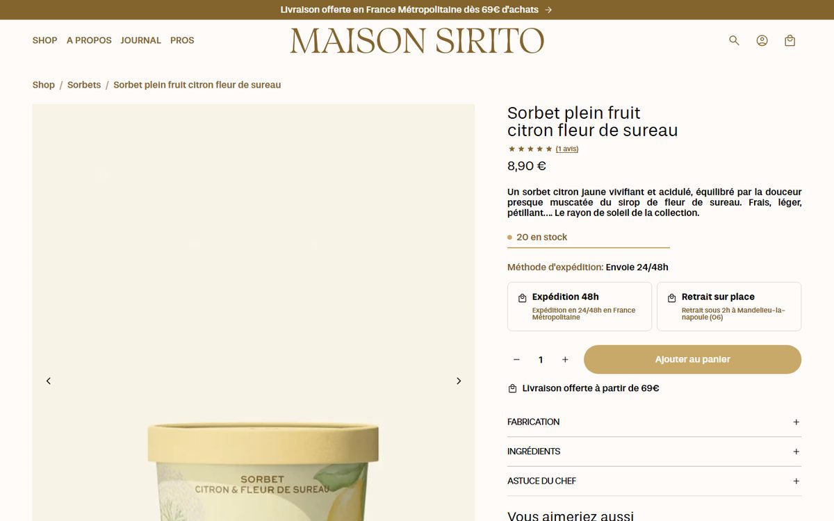 Fiche produit de Maison Sirito