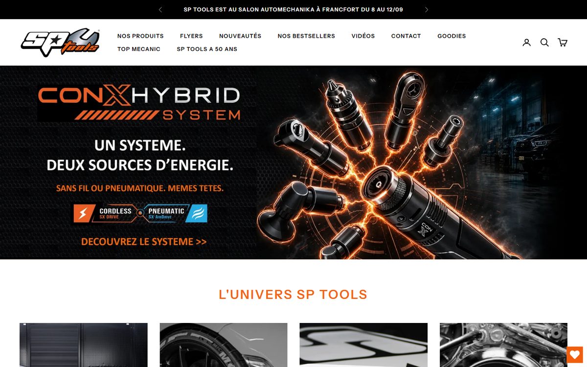 Page d’accueil de SP Tools France