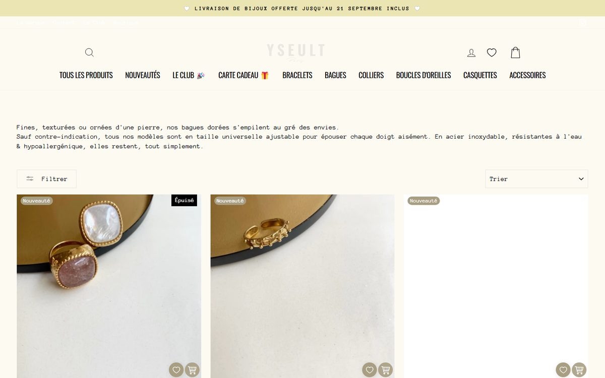 Collection Bagues d’Yseult Paris : filtres et étiquettes